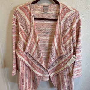 NWT! Chico’s Tweed Colorful Draped Cardigan XL